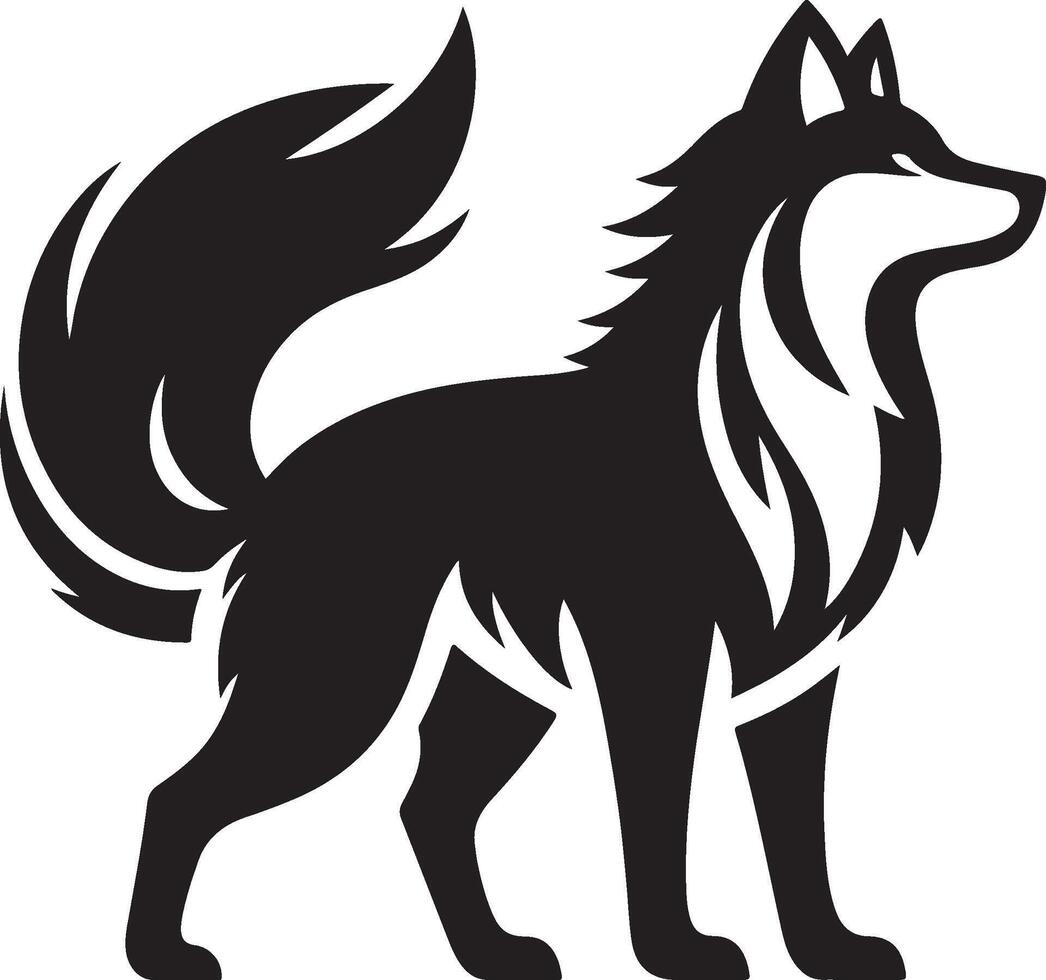 fox silhouette, on white background, isolated vector