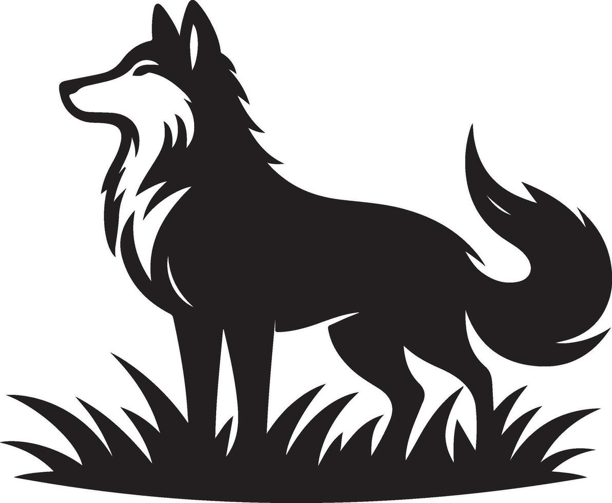fox silhouette, on white background, isolated vector