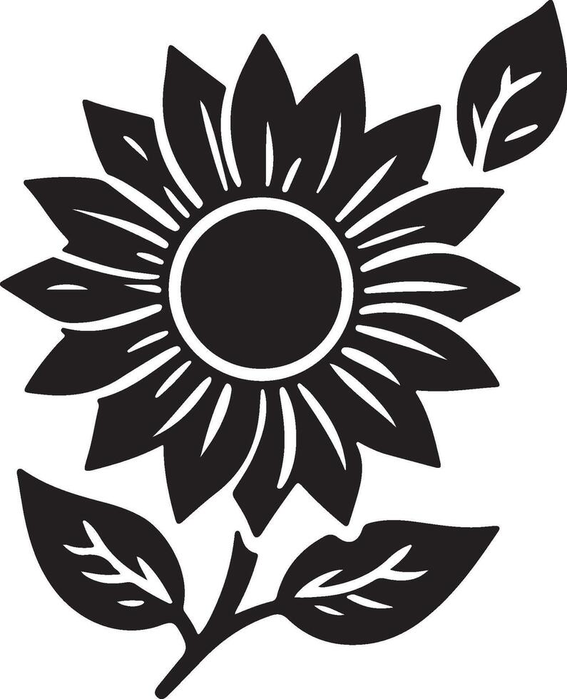 sunflowers silhouette, silhouettes of Sunflower, Set of elements vector