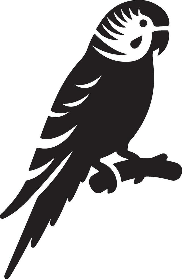 Parrot silhouette. Parakeet silhouette art white background. silhouette of a budgerigar parrot isolated on a white background. Side view, logo, icon. vector