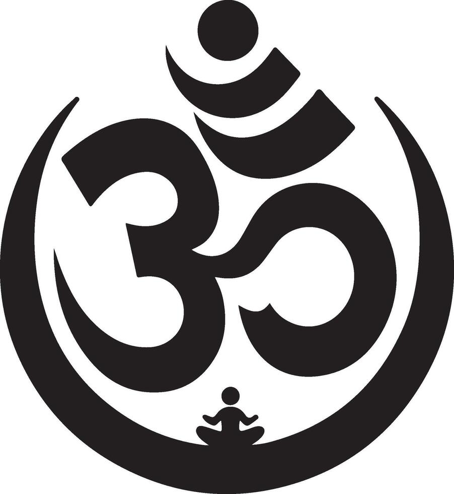 Om - Aum - symbol of Hinduism flat icon silhouette vector