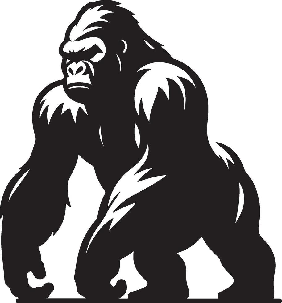 Gorilla Silhouette Illustration White Background vector