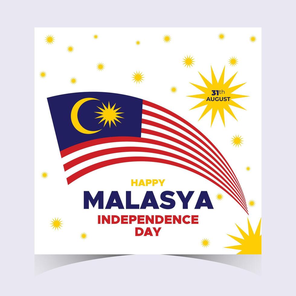 Creative Malaysia Independence Day with National Flag and Red Stripes in Wavy Design vector