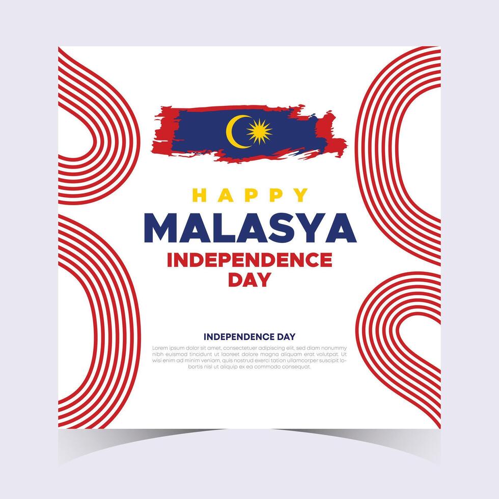 Malaysia Independence Day with Flag, Red Stripes, and National Emblem in Abstract Design vector