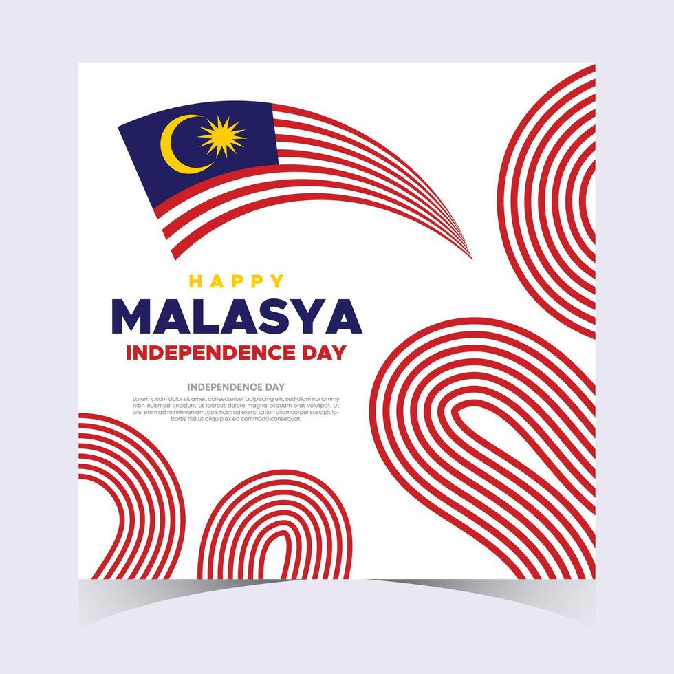 Malaysia Independence Day with Flag, Blue Background, and Yellow Sun Design vector
