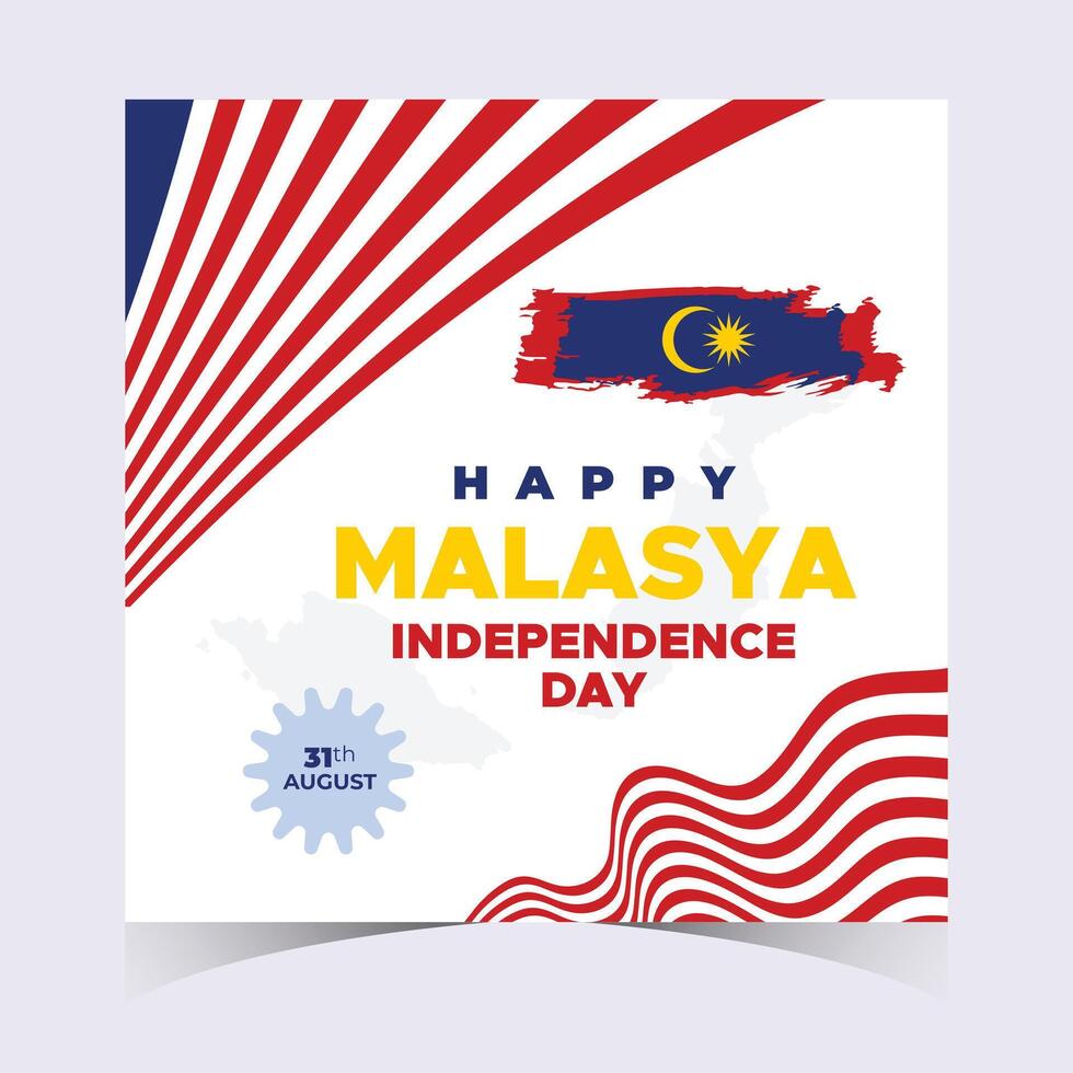 Malaysia Independence Day Design with National Flag, Red and Blue Stripes, and Sun Accents vector