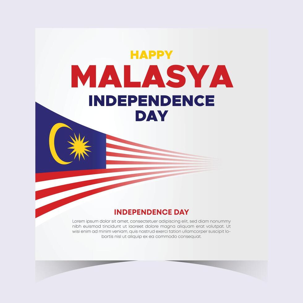 Modern Malaysia Independence Day Design with Flag, Yellow Sun, and Red Stripes vector