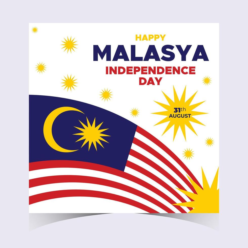 Malaysia Independence Day with National Flag, Crescent, and Yellow Sun Design vector