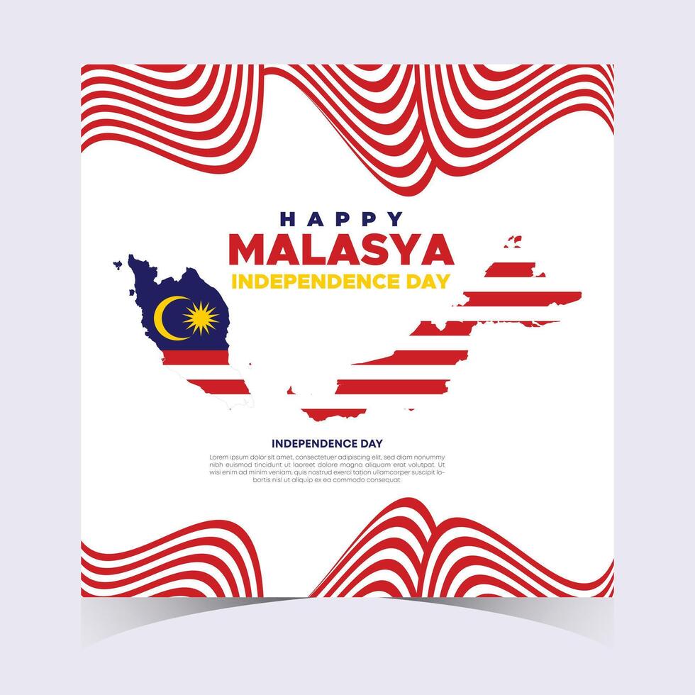 Creative Malaysia Independence Day Design with Flag, Red and White Stripes, and Geometric Pattern vector