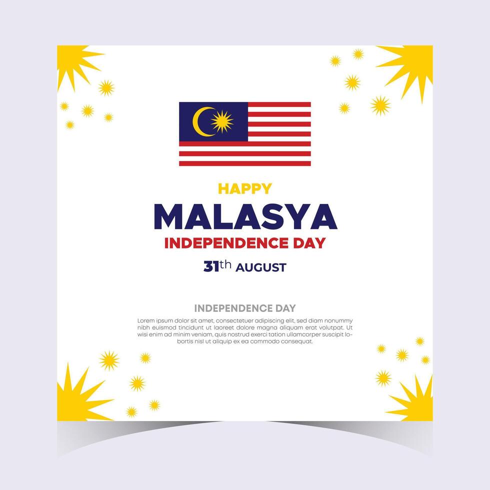 Creative Malaysia Independence Day with National Flag and Yellow Sun, Red and White Accents vector