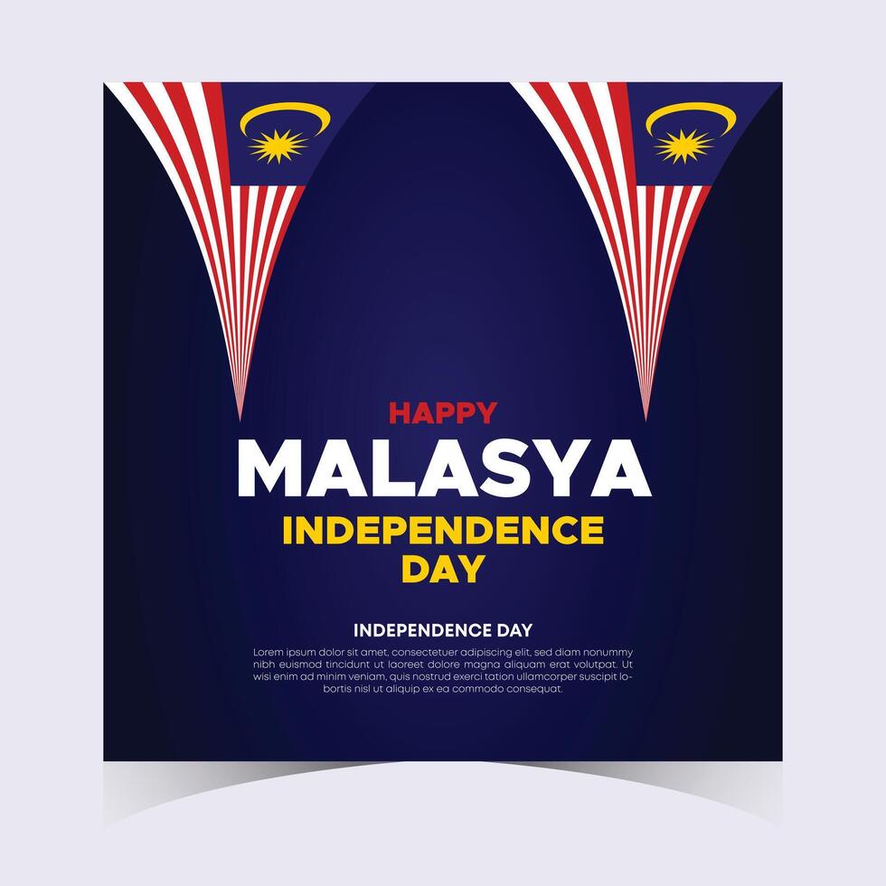 Modern Malaysia Independence Day Design with Blue Background and Red Stripes in Geometric Pattern vector