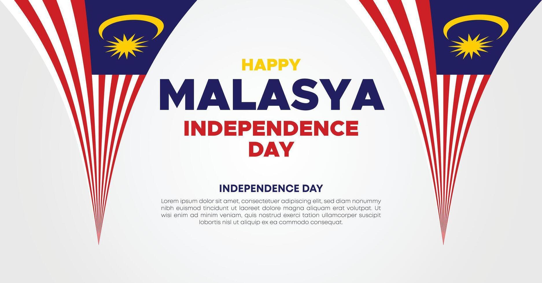 Modern Malaysia Independence Day Design Featuring National Flag with Red and Blue Geometric Lines vector