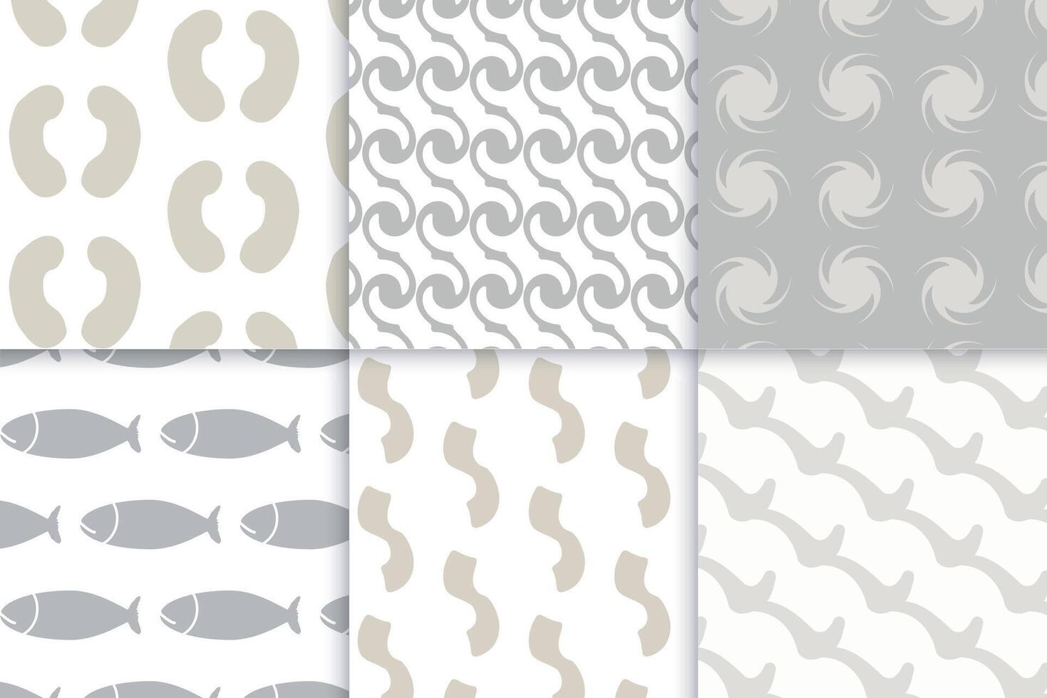Set of hand drawn ink and Scandinavian style seamless pattern vector