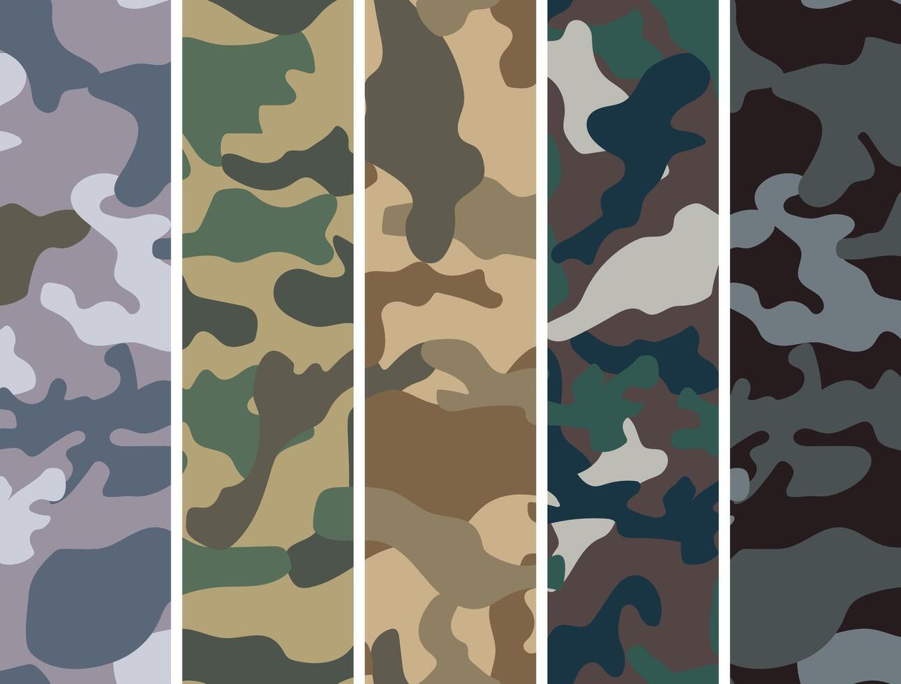 camouflage military seamless pattern set vector