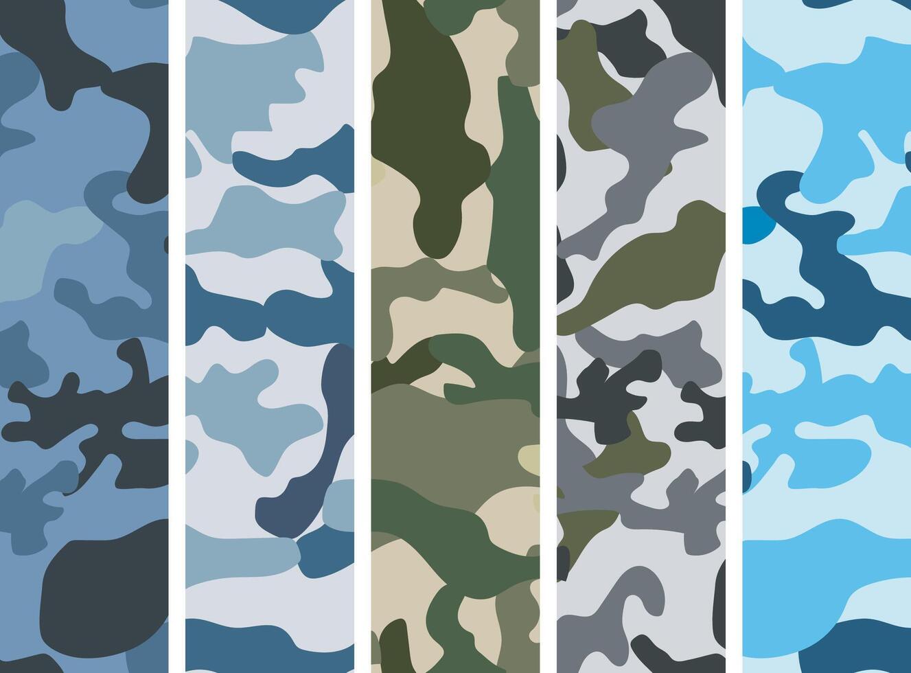 camouflage military seamless pattern set vector