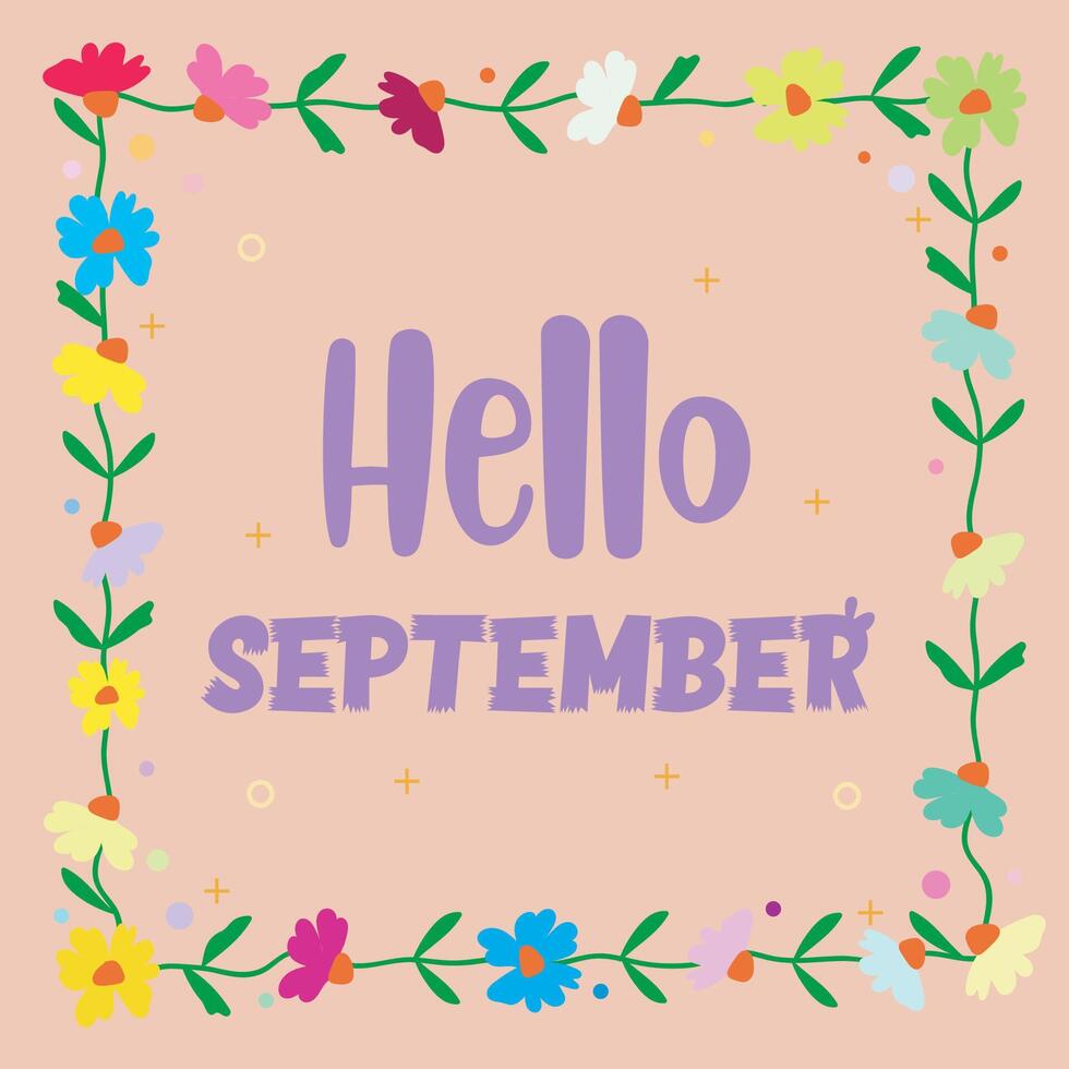 Hello september lettering cute background illustration vector