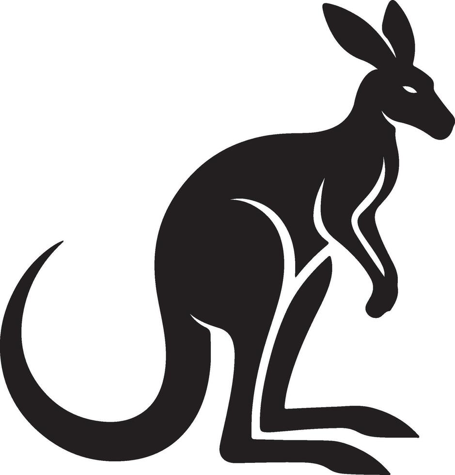 silhouette of a kangaroo on black and white vector