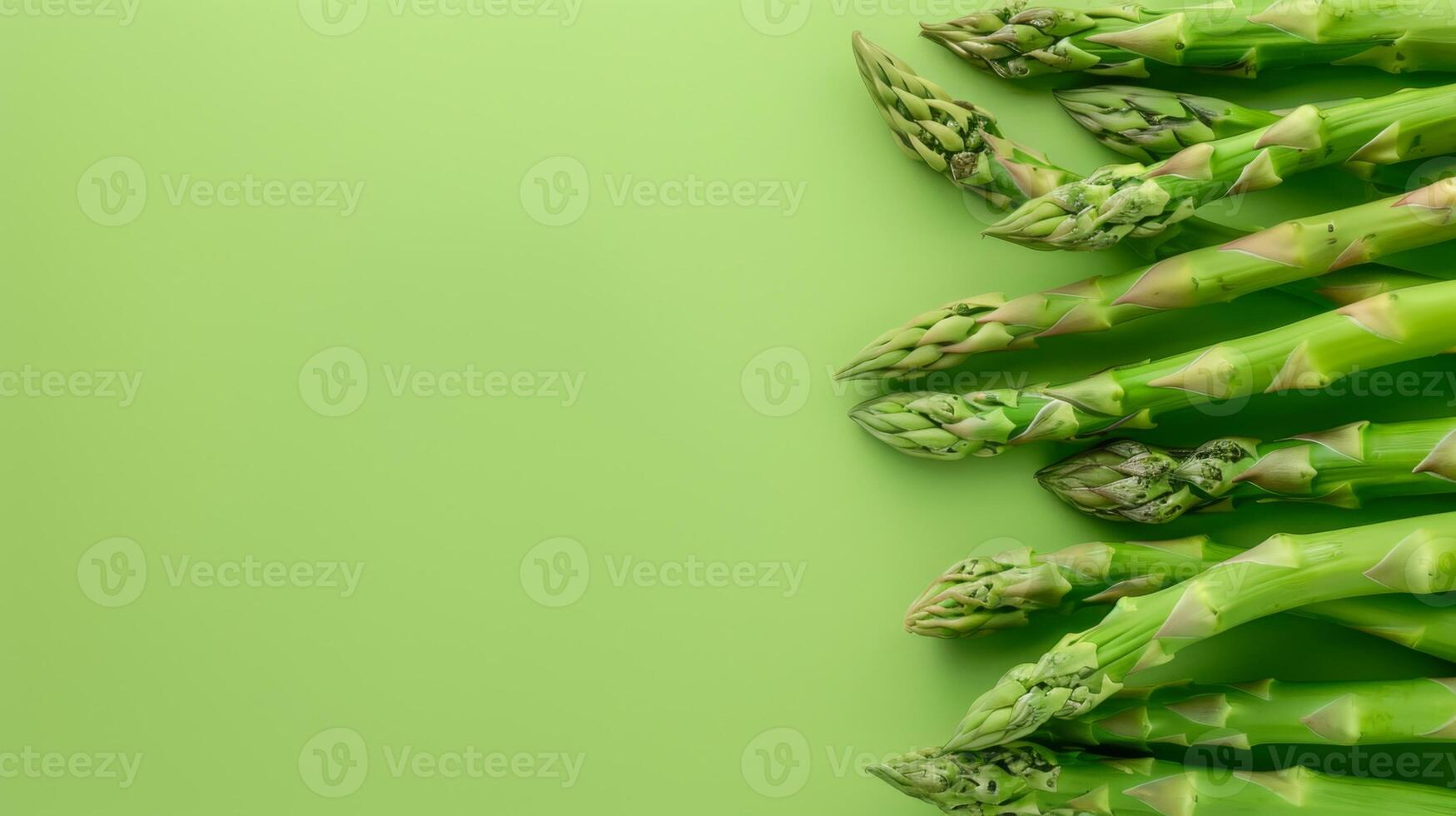 Copy space flat lay asparagus vegetable sprout isolated green photo
