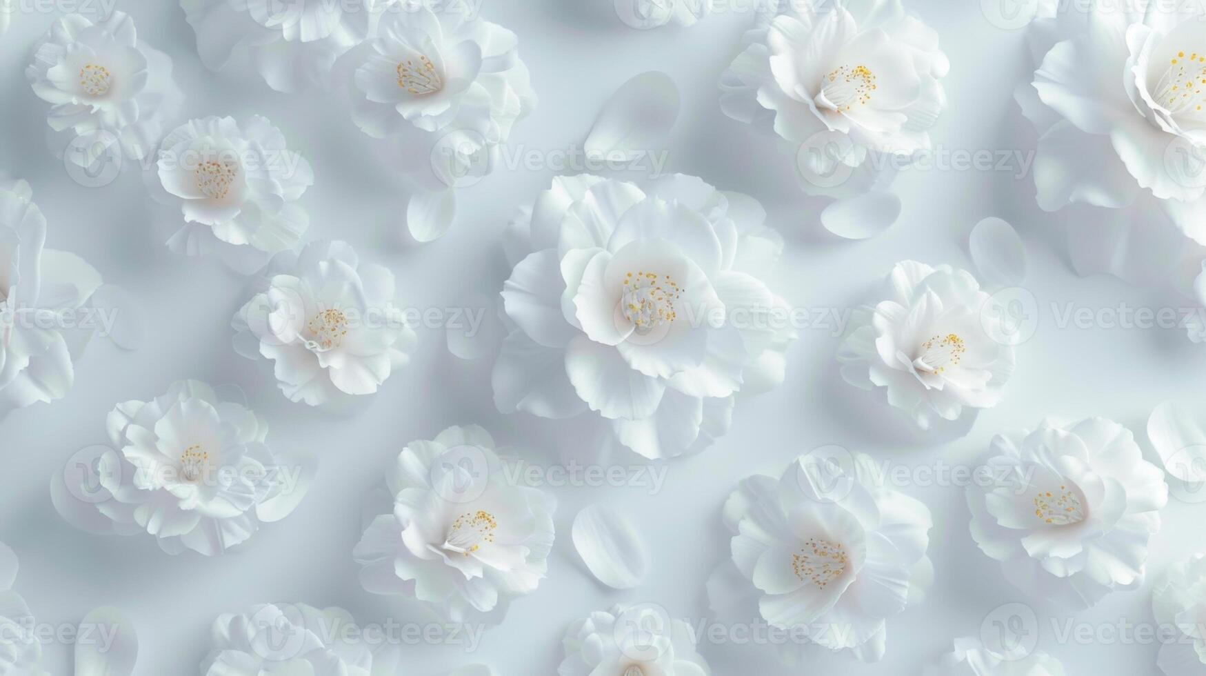 Seamless camellia flower pattern spring wallpaper fabric print white background photo