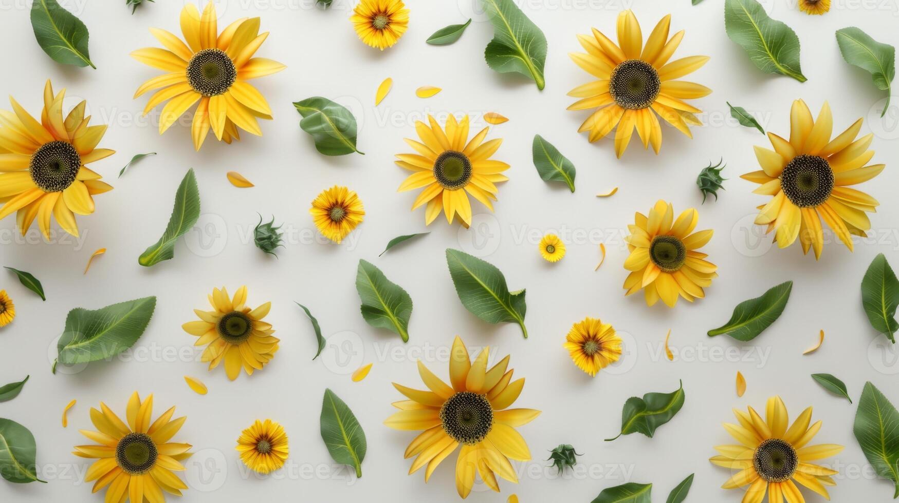Sunflower pattern seamless romantic wallpaper background photo