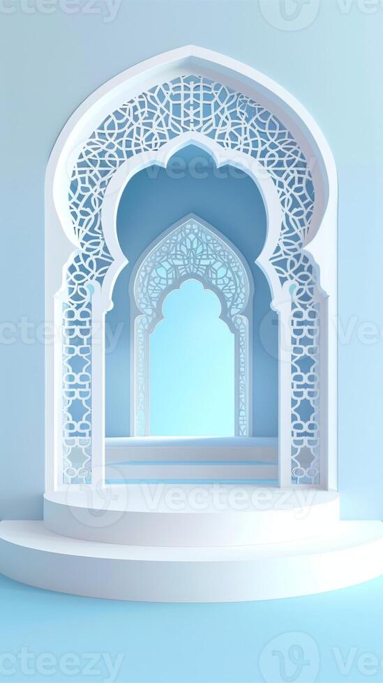 Podium stage simple Ramadan greeting card celebration and decoration, product display photo
