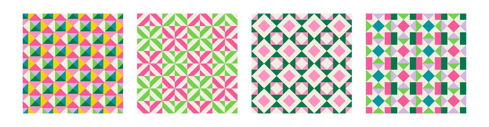 Set of Essential geometric printable seamless pattern with abstract Minimal elegant line form stroke shapes in vibrant colors. Modern simple background in minimalist mid century style wall art vector