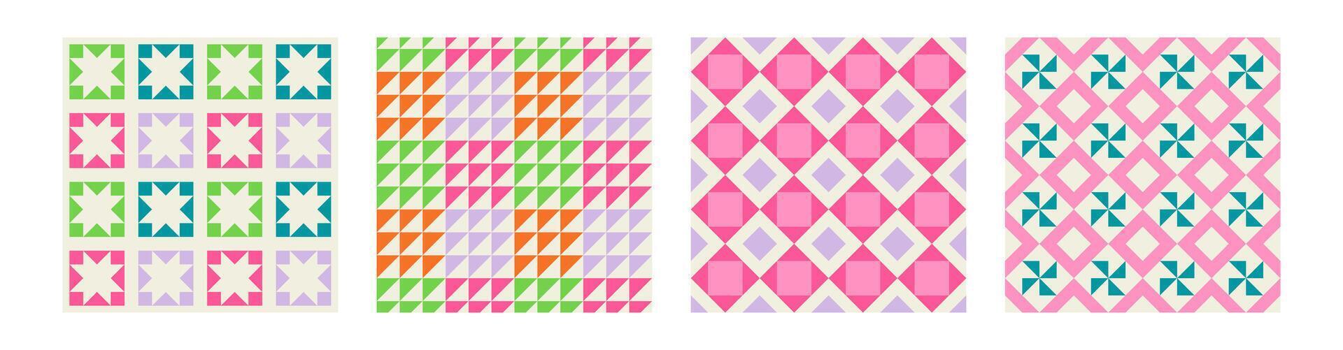 Set of Essential geometric printable seamless pattern with abstract Minimal elegant line form stroke shapes in vibrant colors. Modern simple background in minimalist mid century style wall art vector