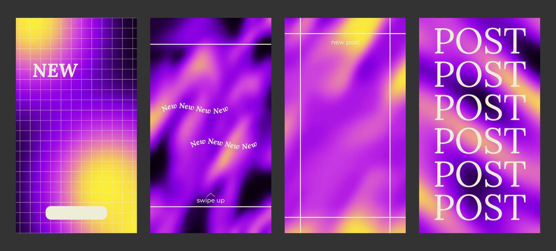 Y2k Trendy Aesthetic abstract gradient blue yellow color background with translucent blurred pattern. Modern poster for social media stories, album covers, banners, templates for digital marketing vector