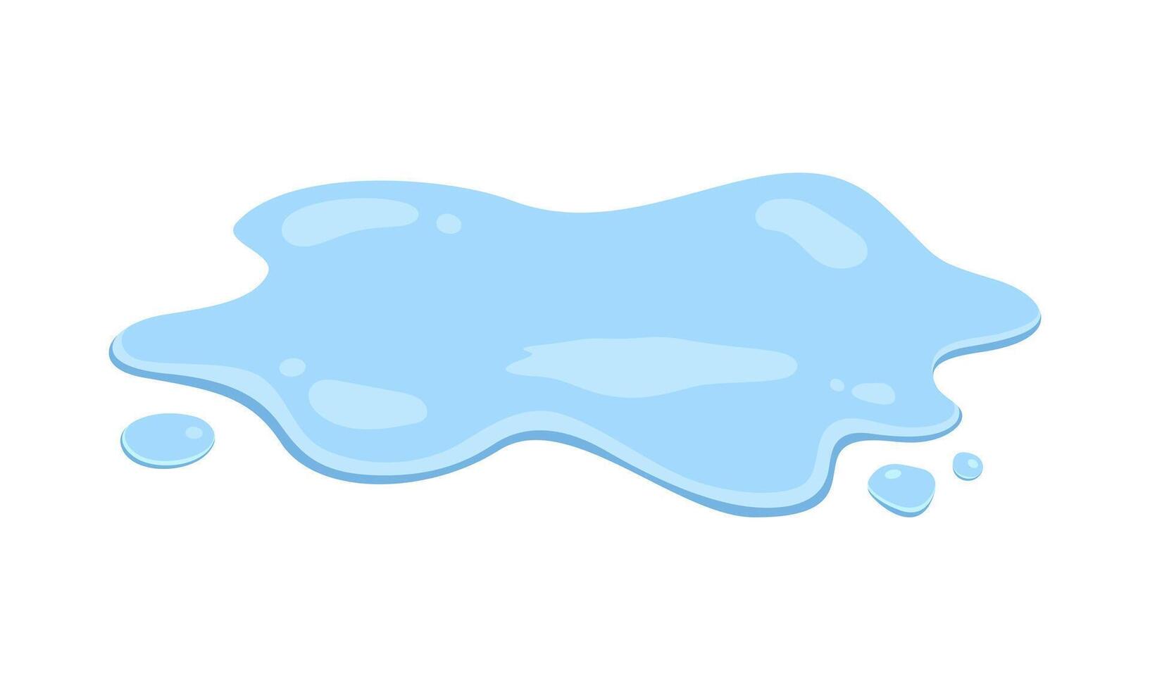 puddle, spill of water liquid flat design style blue color cartoon illustration isolated on white background vector