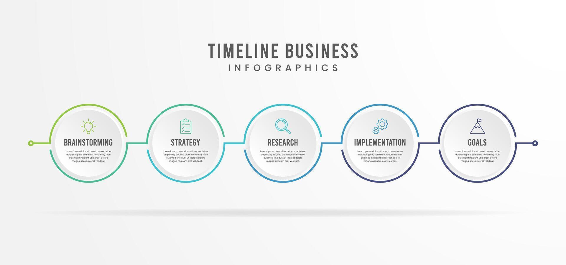 Timeline infographics with icons. Modern presentation template with 5 steps for business process. Website template on white background for concept modern design. Horizontal layout vector