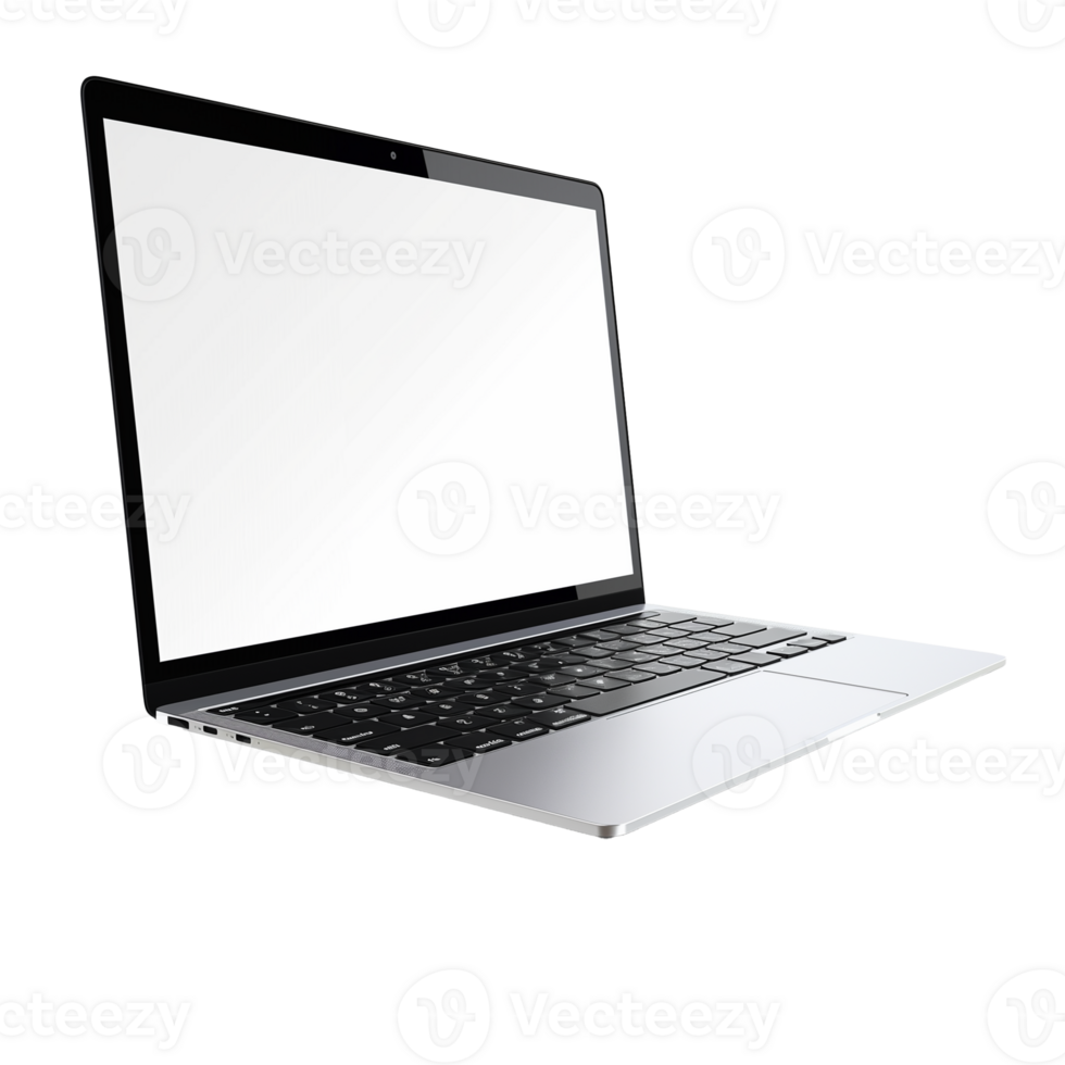 Modern Laptop on Transparent Background with Blank Screen png