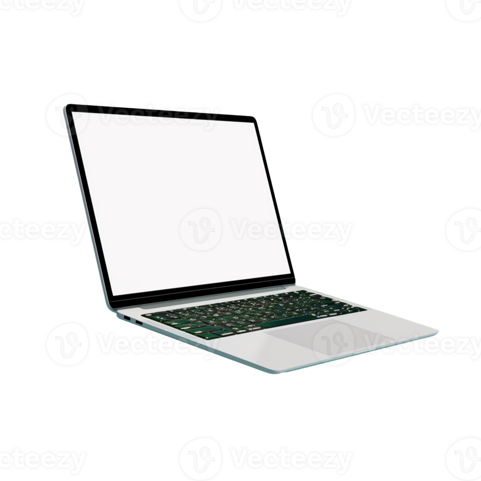 Floating Laptop Mockup With Blank Screen on Transparent Background png