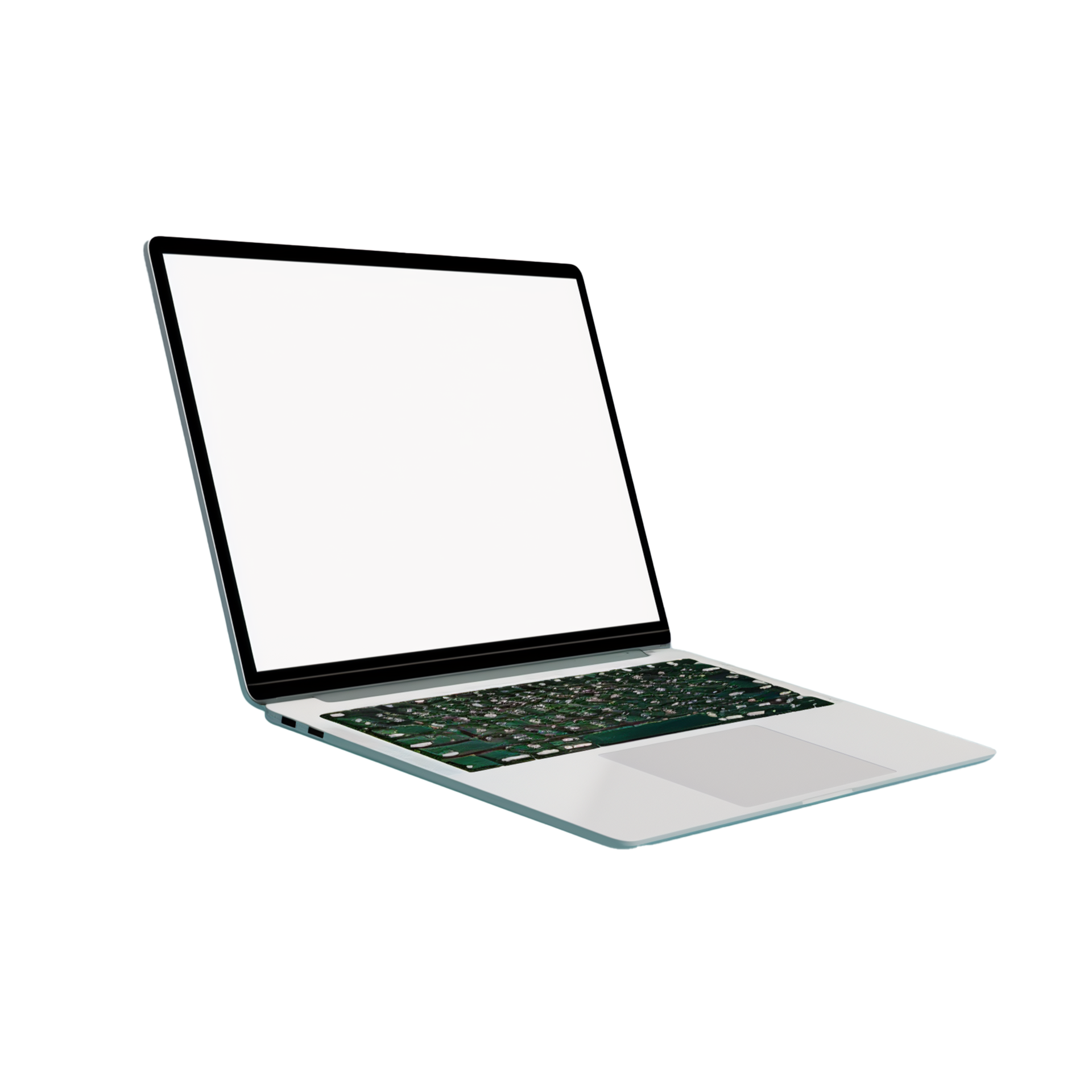 Floating Laptop Mockup With Blank Screen on Transparent Background
