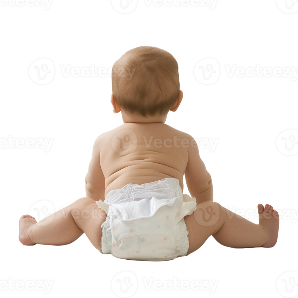 Baby Sitting in Diaper on Transparent Background png