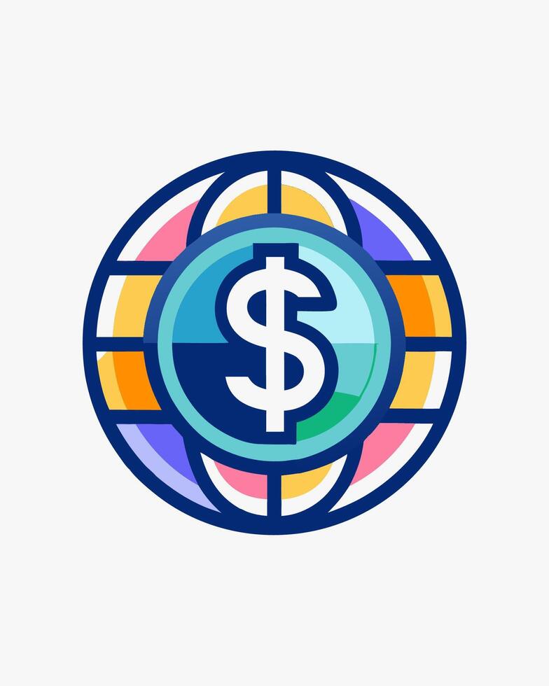 a dollar sign in a colorful globe vector