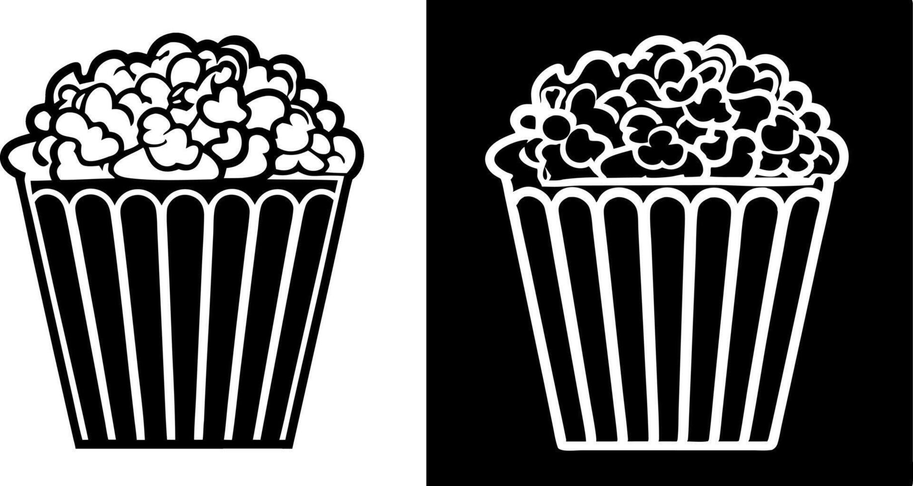 popcorn outline and silhouette icon vector