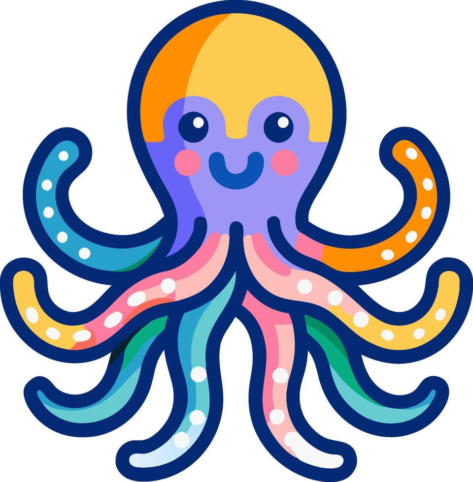 an octopus with a colorful face and a smile vector