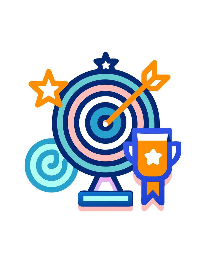 target, cup, arrow, target icon illustrations vector