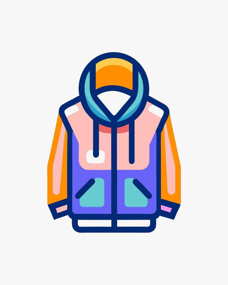 a colorful jacket with hoody on it vector