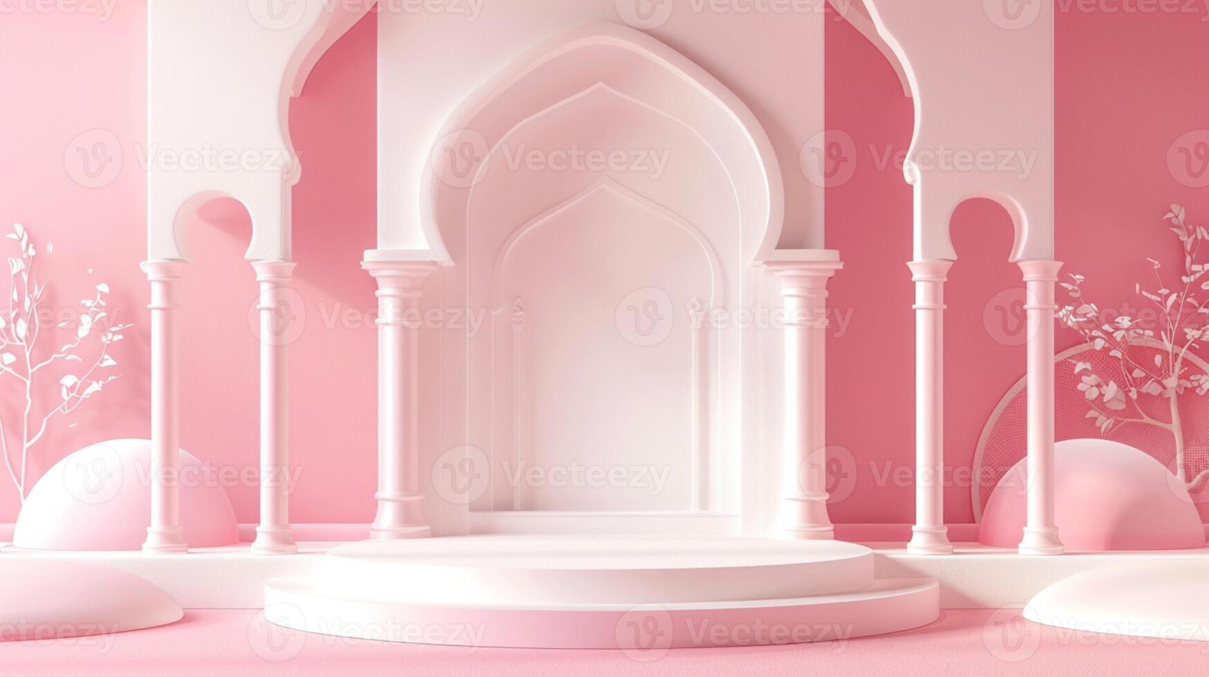 Podium stage simple Ramadan greeting card celebration and decoration, product display photo