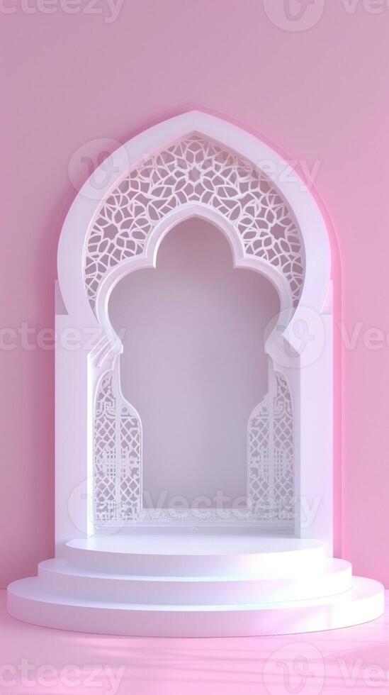 Podium stage simple Ramadan greeting card celebration and decoration, product display photo