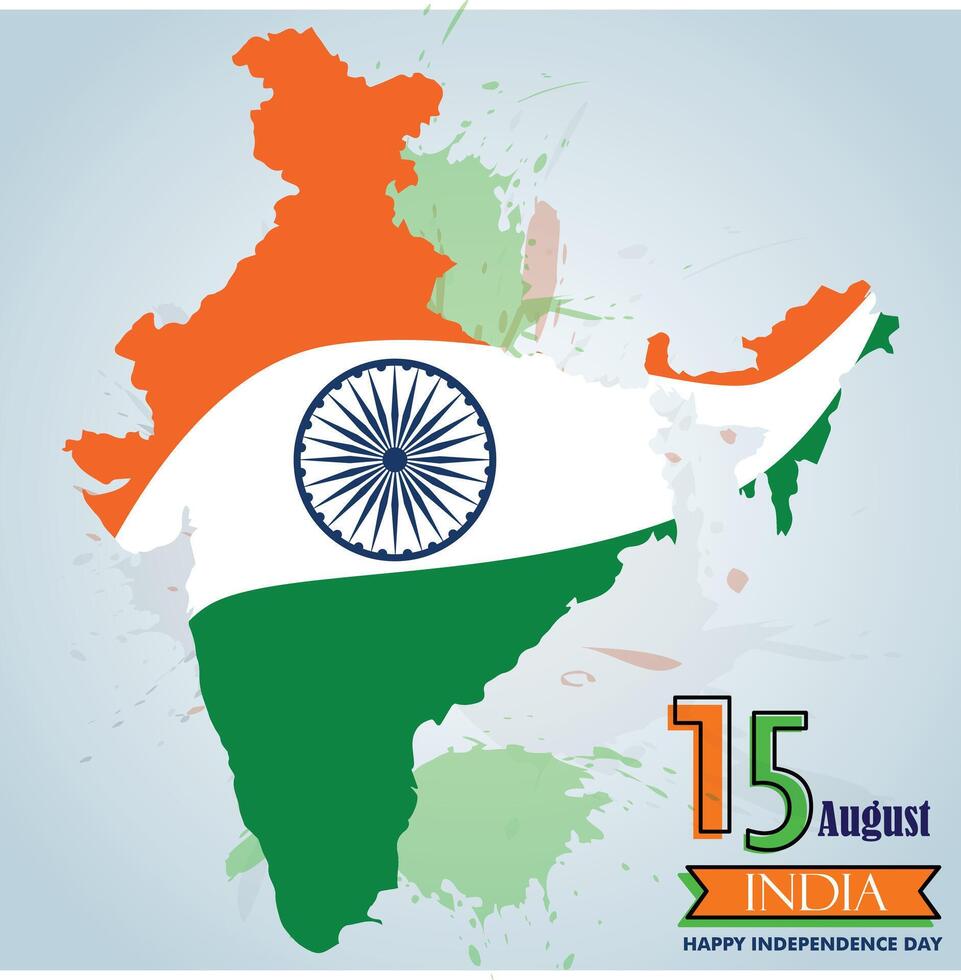 Independence day of India map with flag colour vector