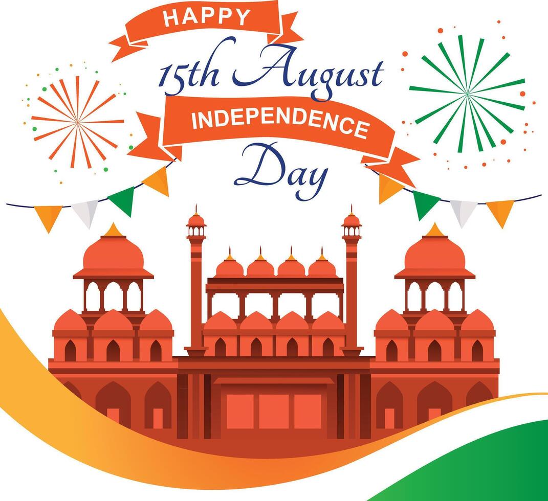 independence Day of India celebration poster design with background vector