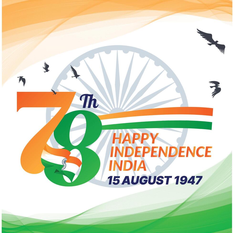 Indian 78th Independence day poster with text vector