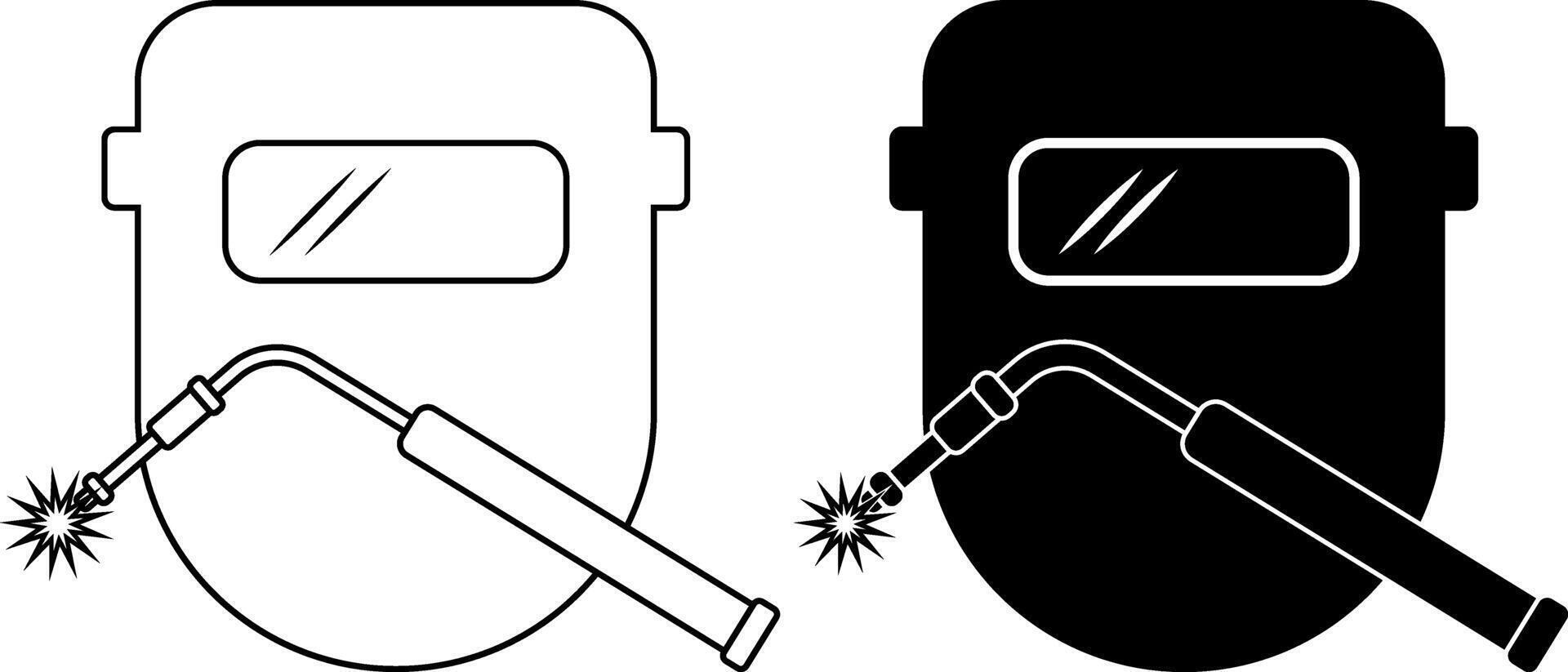 outline silhouette welder icon set vector