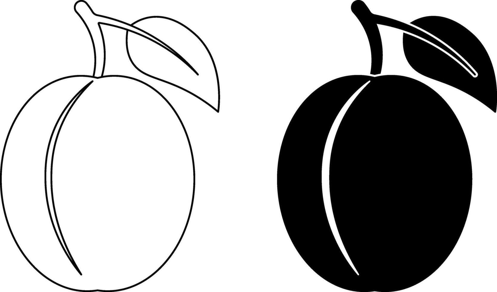 outline silhouette plum fruit icon set vector