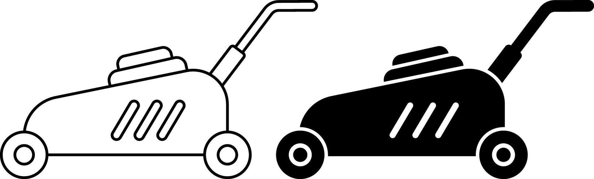 outline silhouette lawn mower icon set vector