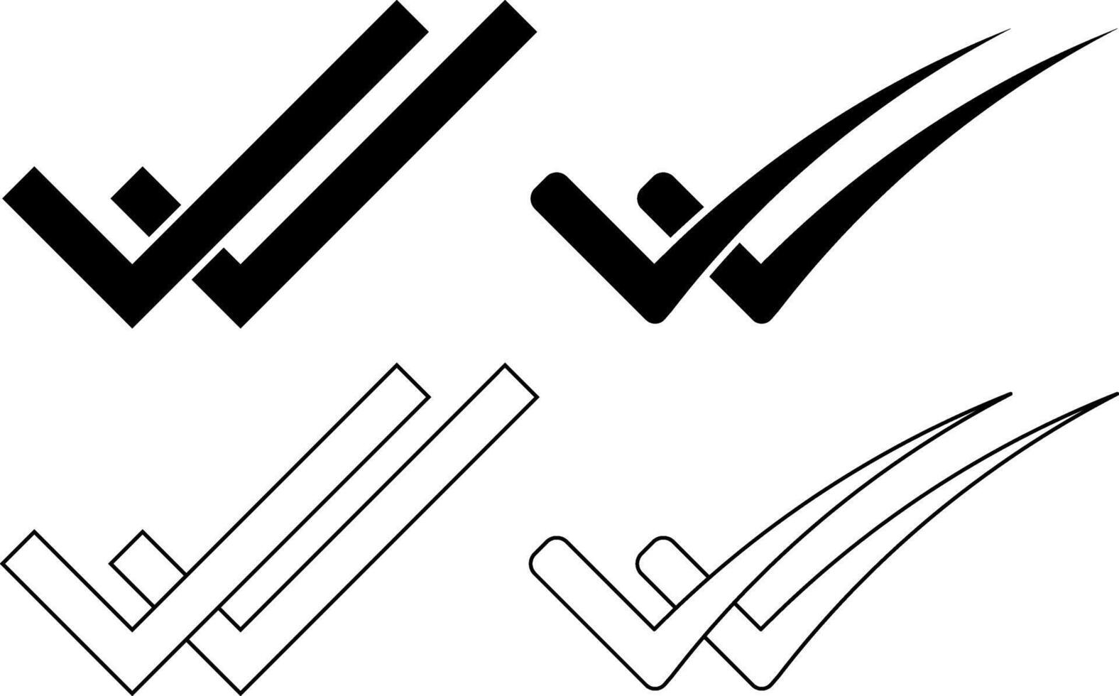 outline silhouette double check icon set vector