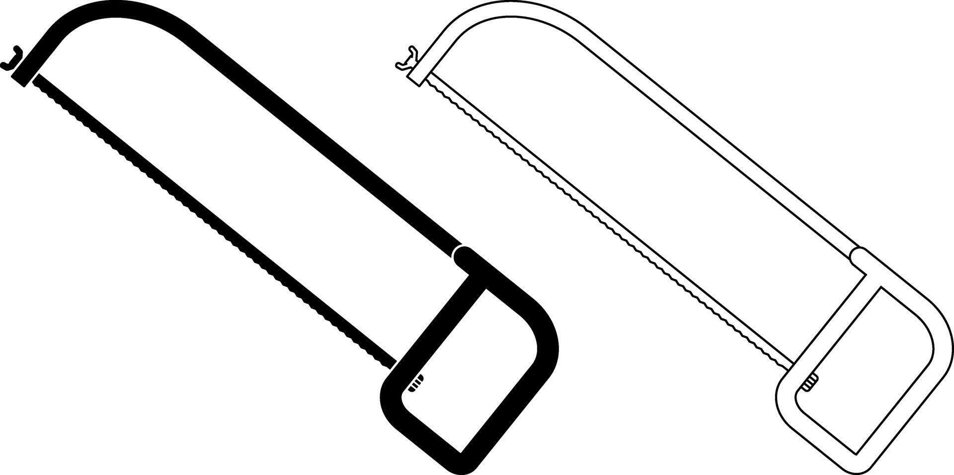 outline silhouette hacksaw icon set vector