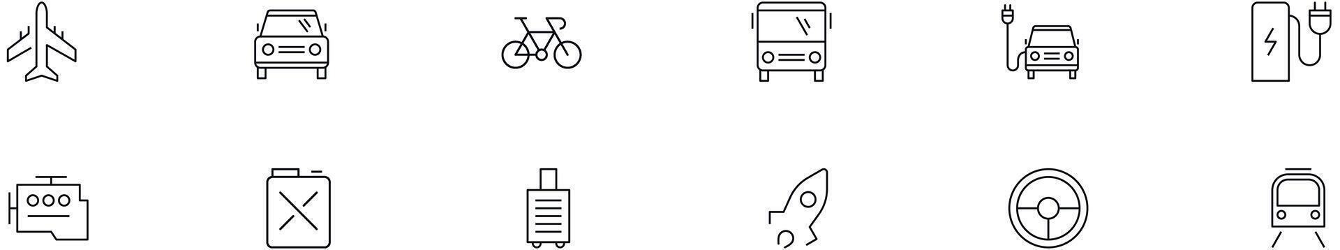 Set of Public Transportation Thin Line Icons. vector